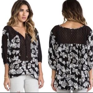 Free People Moon River Blouse in Black Combo size small